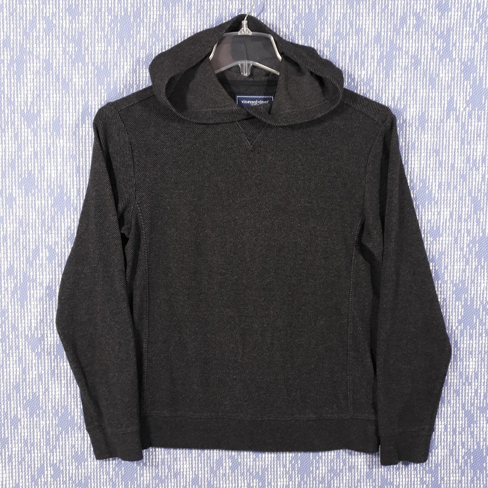 Vineyard Vines Sweater Mens Fits As Small Black Pullover Rayon Blend Hooded